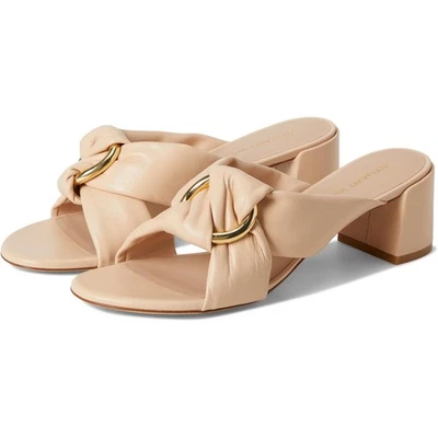 Stuart Weitzman Womens 7.5B Barely Beige Cece Block Heel Slide 50 Sandals LM2-5 - Image 1 of 4