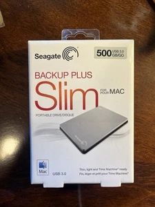 Lecteur portable Seagate Backup Plus Slim Mac 500 Go USB 3.0 Com avec Windows Neuf dans sa boîte - Photo 1/5