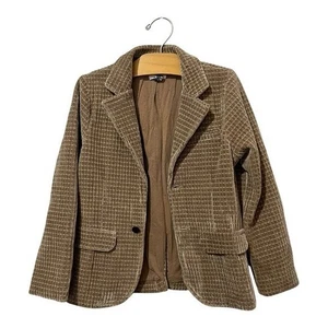 Klai Boys Velvet Blazer Jacket Size 6 Brown Tan Textured - Picture 1 of 5