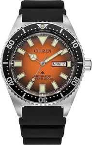Orologio Citizen Uomo Automatico Promaster Sea Dive, Cinturino Poliuretano Nero, Arancio - Foto 1 di 4
