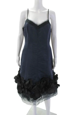 Vestido Redux Charles Chang-Lima para mujer sin mangas con acento floral azul talla 12 Foto 1 de 4