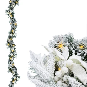 LED Weihnachts Girlande Schnee mit Blumen - 183 cm - Advent Deko Beleuchtung - Bild 1 von 6