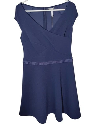 Bravissimo Navy Blue Curvy/Really Curvy Fit & Flare V-Neck Cocktail Dress US 10  - Image 1 of 4