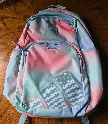Adidas 18" Womens Backpack Pink Blue  3 Compartments New For All Occasions - Image 1 of 2