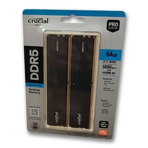 Crucial Pro 64GB DDR5-5600 Kit (2x32GB) CL46 CP2K32G56C46U5 Arbeitsspeicher - Zdjęcie 1 z 1