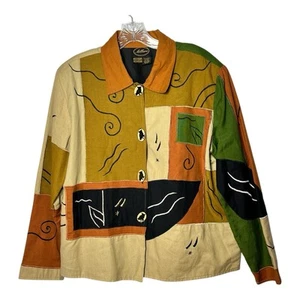 Allure Vintage Lined Rare Art-to-Wear Unique Wooden Owl Buttons Jacket Size M - Picture 1 of 8