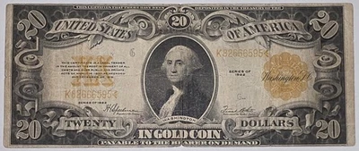 1922 $20 Gold Certificate Note - Image 1 of 4