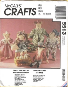 Patrón de costura artesanal McCall's "El Tío Sam y sus amigos te quieren" de colección c1991 - Imagen 1 de 3