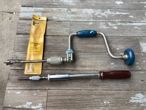 Stanley yankee push screwdriver & penncraft drill brace & Stanley expansive bit - Picture 1 of 6