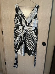 Alexia Admor New York Black & White Snake Sleeveless Short Cocktail Dress M/L - Picture 1 of 10