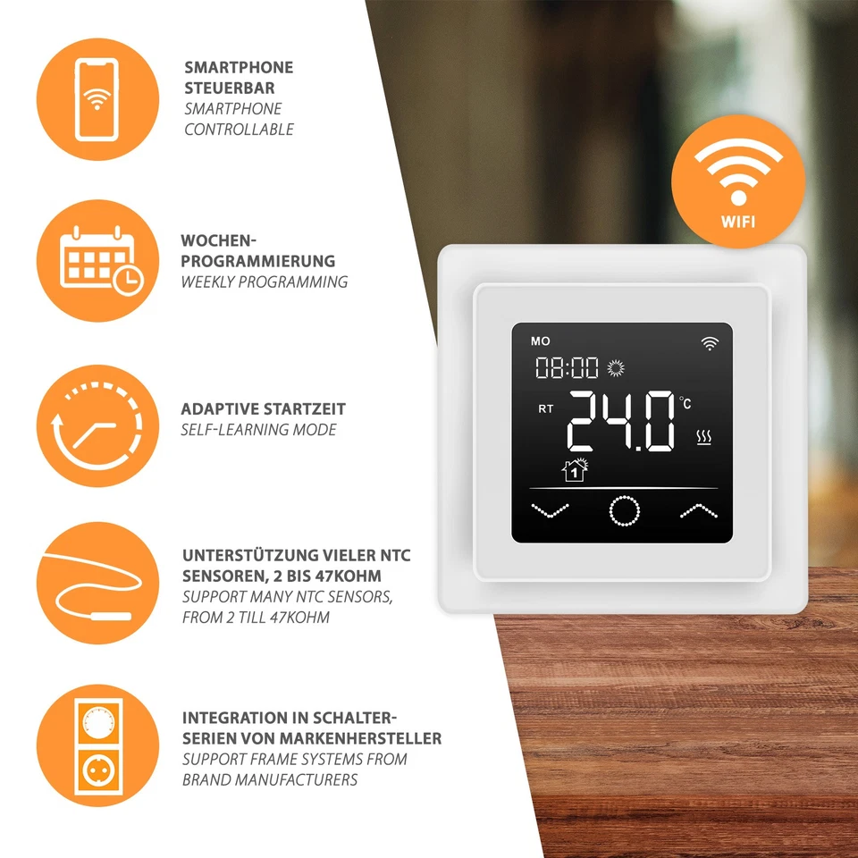 Thermostat Raumthermostat Fußbodenheizung Tuya Smart App  Alexa Google Home WLAN - Bild 1 von 4