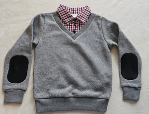 New Top/Sweater Boy Belarus Nostalgic Cotton approx. 3-5yo Grey Imitation Collar - Picture 1 of 21