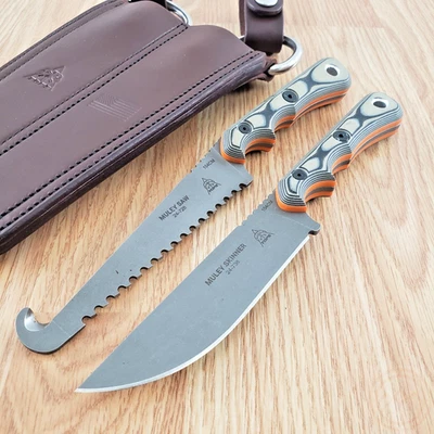 TOPS Muley Combo Fixed Blade Knives 154CM Steel G10 Handles Black Kydex Sheath - Image 1 of 4