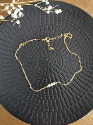 Envoi GRATUIT - Collier Pierre de Lune  - NEUF - Monté à la main - Acier inox. - Photo 1/3