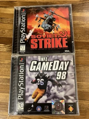 批量 2 个 PS 游戏 适用于原装 PlayStation、Soviet Strike 和 NFL Gameday 98 — 第 1/4 张图片