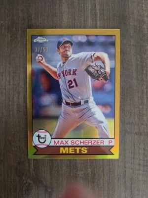2023 Topps Chrome Lids Mitchell & Ness Max Scherzer Gold /50 - 1979 Design #79-4 - Image 1 of 2