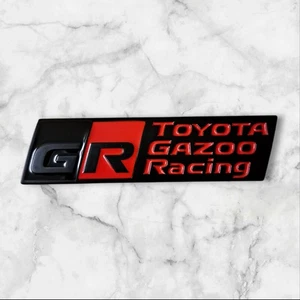 Toyota GR Gazoo Racing Fender Trunk Nameplate Emblem Badge Matte Black Red - Picture 1 of 1
