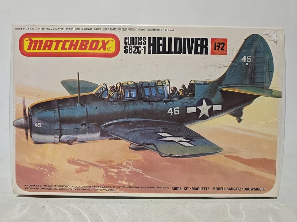 Vintage Matchbox PK-104 1:72 Curtiss SB2C-1 Helldiver Model Aircraft Kit Boxed - Image 1 of 1