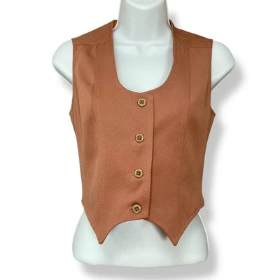 Chaleco Vintage Años 70 Mujer Marrón Princesa Costuras Mujer Retro Estético Tomboy Foto 1 de 4