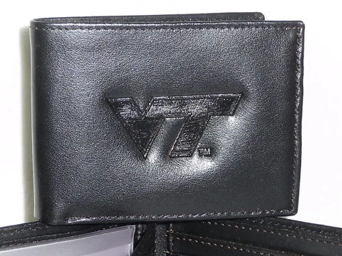 VIRGINIA TECH HOKIES Leather BiFold Wallet  NEW  black 3+ Cover