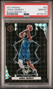 2021-22 Panini Mosaic JAMAL MURRAY Sp BLACK PRIZM #1/1 DENVER NUGGETS 62 PSA 10 - Picture 1 of 3