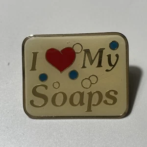 Vintage Soap Opera Pin "I ❤️ MY SOAPS” Conversation 80s 90s Retro Deadstock - Picture 1 of 6