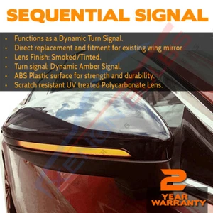 2x Sequential Mirror Turn LED Indicator Lights VW Passat B8 2015-18  Smoked - Picture 1 of 6