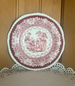 Antiguo Platillo Plato Mantequilla Pan Rojo Blanco Transferware Madera Burslem Inglaterra C - Imagen 1 de 4