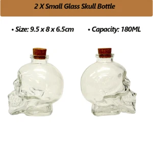 2 X Crystal Glass 3D Skull Head Decanter Drinking Bottle Wine Glass Bottle 180ML - Picture 1 of 1
