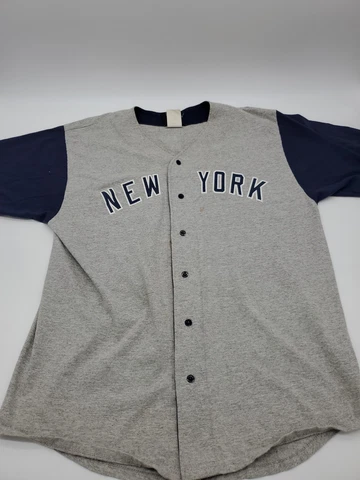 New York Yankees Vintage Adidas Jersey Button Down Adult XL Blue Gray USA..T22 Cover