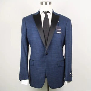 44R Jos A Bank Tailored Fit Peak Lapel Check Dinner Jacket Blazer C110897 - Picture 1 of 13
