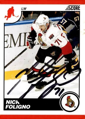 Nick Foligno - Signed 2010-11  Panini Score Card #343 - Image 1 of 2