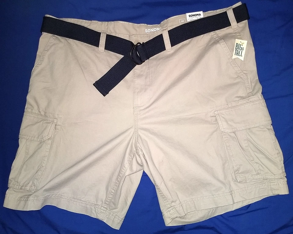 Sonoma Men Cargo Shorts Belt Strong Cotton Twill $19.99 TARIFFS UP - PANTS DOWN! - Image 1 of 4