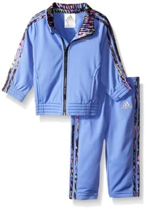 NUEVO CON ETIQUETAS Adidas Bebé Niñas 9M Tricot Cremallera Traje de Pista Chaqueta Pantalones Azul Neón con Rosa - Imagen 1 de 2