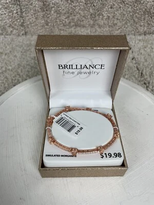 Brilliance Fine Jewelry Tennis Bracelet Womens 14KGFP Simulated Morganite CZ - Image 1 of 4