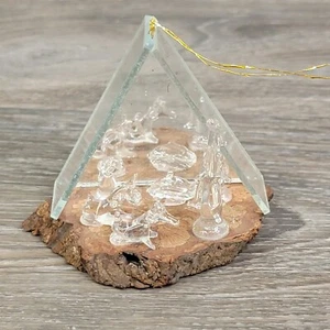 Mini Belén de Vidrio Vintage Adorno de Navidad Madera Transparente Niño Jesús - Imagen 1 de 12