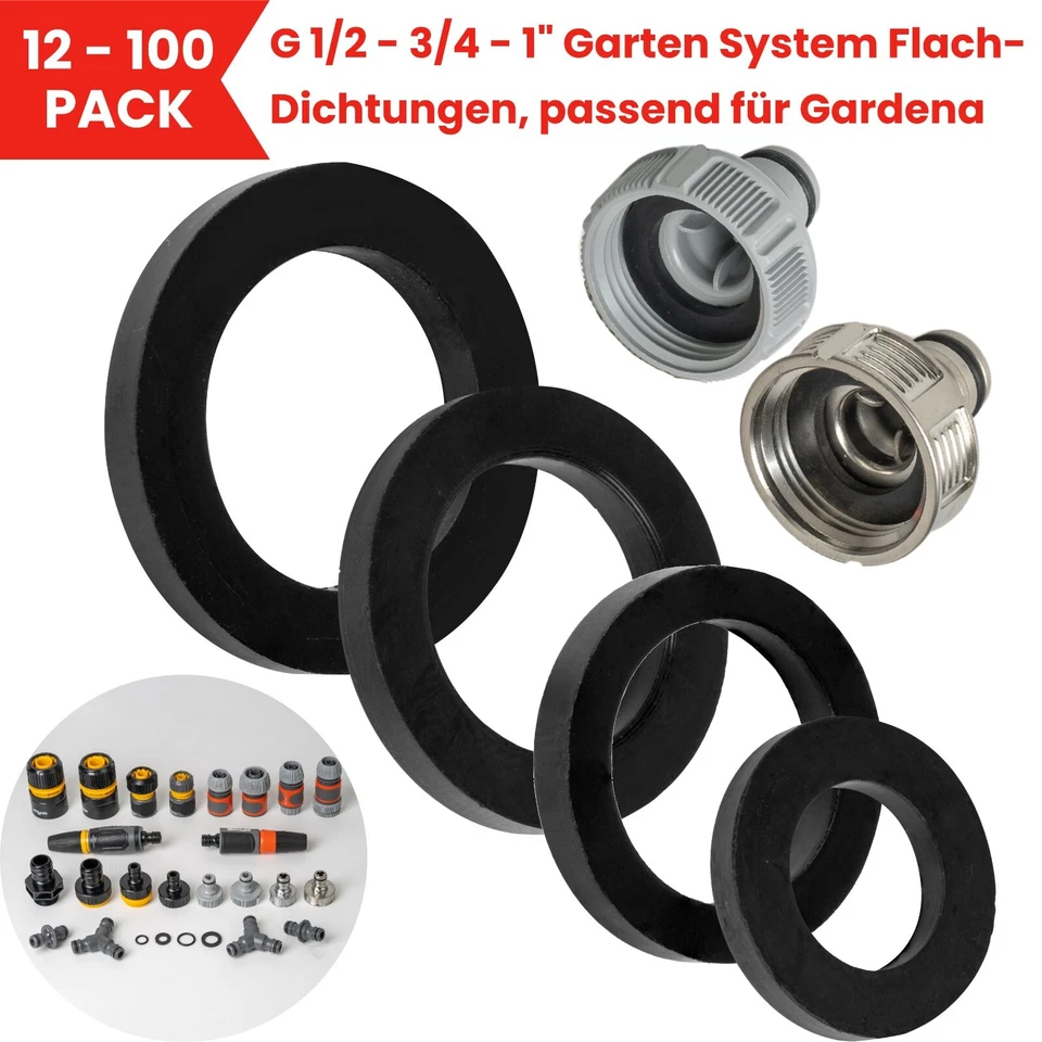 YOUR DAY MATE Flachdichtung G 1/2" 3/4" 1" kompatibel mit Gardena 21-26,5-33,3mm Hahnverbinder