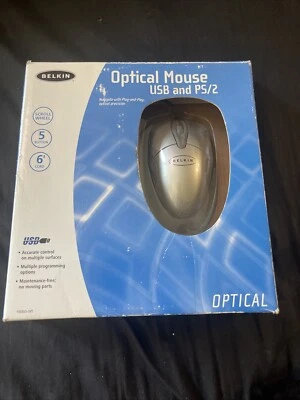  Belkin 5-Button Optical Mouse w/Scroll Wheel - USB/PS2 New in Box - Image 1 of 4