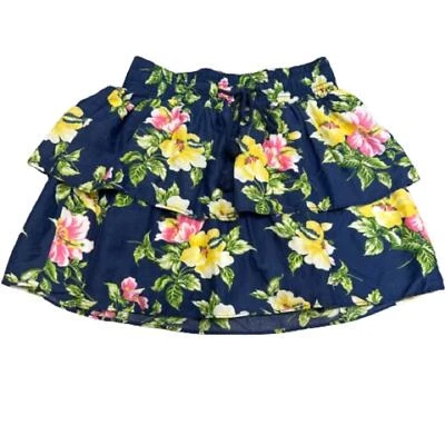 Floral Summer Skirt with drawstring, Hollister 2 Tier Skirt, Size Small - Image 1 of 4