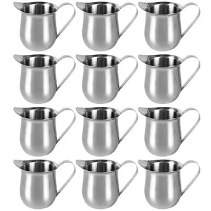 12 Pcs Stainless Steel Creamer Pitchers 3 oz Mini Coffee Cream Servers with P... - Picture 1 of 5