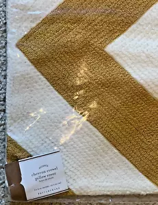 NWT NEW Pottery Barn Chevron Crewel Embroidered Lumbar Pillow Cover | Honey Gold - Picture 1 of 4
