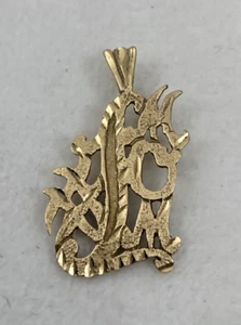 14 Karat Gelbgold ~ Diamantschliff ~ "#1 MOM" ~ ca.   1/2" x 1" Charm Anhänger - Bild 1 von 9