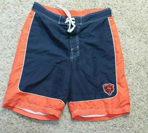 Chicago Bears NFL Team Apparel Men's Black & Orange Swim Trunks!! Size Medium!! Cover