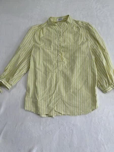 Barneys New York Made In Italy Strecht Blouse, Size L, Striped lemon, 2F234 - Picture 1 of 10