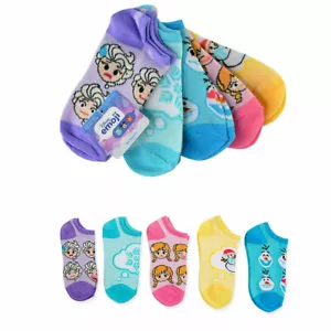 Disney Frozen Elsa Anna Olaf Emoji 5 Pair No-Show Socks Size 6-8, Kids Girls NEW - Picture 1 of 11