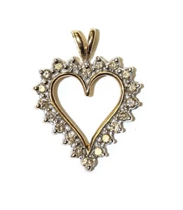 Dije colgante corazón diamante marrón SI2 oro amarillo 10k 1ct 3,9 g Estate vintage - Imagen 1 de 7