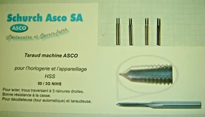 POUR HORLOGER: LOT DE 8 TARAUDS NEUFS ASCO/SCHURCH DE Ø : 0,8 /1,05/1,10/1,25 mm - Picture 1 of 4
