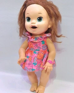 BABY ALIVE 2014 Snackin' Sara Hasbro Doll Soft Face Green Eyes English Spanish - Picture 1 of 11