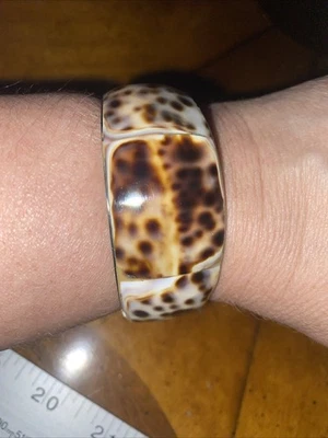 Bracelet Vintage Cuff Shell Handmade in Philippines Brown - Image 1 of 4