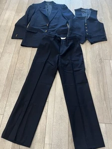 Personalizado De Colección Yves St Laurent 3 Piezas Hombres Traje Chaqueta 38R Chaleco Pantalones 30x32 Azul Marino YSL - Imagen 1 de 23